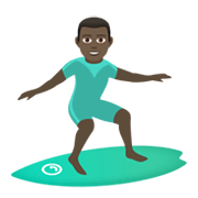 Emoji 🏄🏿‍♂️ Surfista Uomo: Carnagione Scura su JoyPixels 5.5.