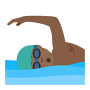 Emoji 🏊🏾‍♂️ Nuotatore: Carnagione Abbastanza Scura su JoyPixels 5.5.
