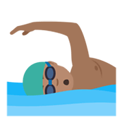Emoji 🏊🏽‍♂️ Nuotatore: Carnagione Olivastra su JoyPixels 5.5.