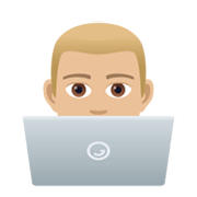 👨🏼‍💻 Emoji Tecnólogo: Pele Morena Clara na JoyPixels 5.5.
