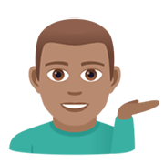 💁🏽‍♂️ Emoji Homem Com A Palma Virada Para Cima: Pele Morena na JoyPixels 5.5.