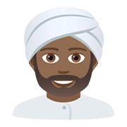 👳🏾‍♂️ Emoji Mann mit Turban: mitteldunkle Hautfarbe JoyPixels 5.5.