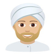 👳🏼‍♂️ Emoji Mann mit Turban: mittelhelle Hautfarbe JoyPixels 5.5.