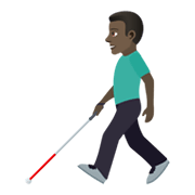 👨🏿‍🦯 Emoji Homem Com Bengala Para Cego: Pele Escura na JoyPixels 5.5.