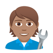 🧑🏽‍🔧 Emoji Mecânico Trabalhando: Pele Morena na JoyPixels 5.5.