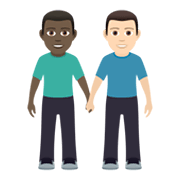 👨🏿‍🤝‍👨🏻 Emoji händchenhaltende Männer: dunkle Hautfarbe, helle Hautfarbe JoyPixels 5.5.