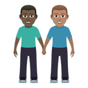 👨🏿‍🤝‍👨🏽 Emoji händchenhaltende Männer: dunkle Hautfarbe, mittlere Hautfarbe JoyPixels 5.5.