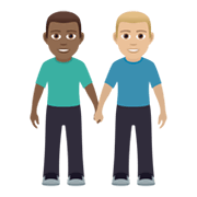 👨🏾‍🤝‍👨🏼 Emoji händchenhaltende Männer: mitteldunkle Hautfarbe, mittelhelle Hautfarbe JoyPixels 5.5.