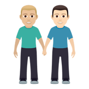 👨🏼‍🤝‍👨🏻 Emoji händchenhaltende Männer: mittelhelle Hautfarbe, helle Hautfarbe JoyPixels 5.5.