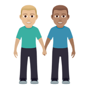👨🏼‍🤝‍👨🏽 Emoji händchenhaltende Männer: mittelhelle Hautfarbe, mittlere Hautfarbe JoyPixels 5.5.