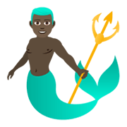 🧜🏿‍♂️ Emoji Wassermann: dunkle Hautfarbe JoyPixels 5.5.