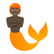 🧜🏿 Emoji Wassermensch: dunkle Hautfarbe JoyPixels 5.5.