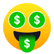 🤑 Emoji Gesicht mit Dollarzeichen JoyPixels 5.5.