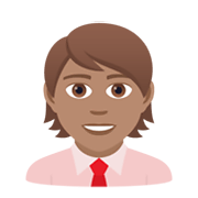 Emoji 🧑🏽‍💼 Persona Che Fa Un Lavoro D’ufficio: Carnagione Olivastra su JoyPixels 5.5.