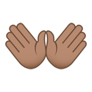 👐🏽 Emoji Mãos Abertas: Pele Morena na JoyPixels 5.5.