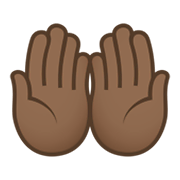 🤲🏾 Emoji Handflächen nach oben: mitteldunkle Hautfarbe JoyPixels 5.5.