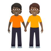 🧑🏿‍🤝‍🧑🏾 Emoji sich an den Händen haltende Personen: dunkle Hautfarbe, mitteldunkle Hautfarbe JoyPixels 5.5.