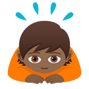 🙇🏾 Emoji sich verbeugende Person: mitteldunkle Hautfarbe JoyPixels 5.5.