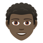 🧑🏿‍🦱 Emoji Erwachsener: dunkle Hautfarbe, lockiges Haar JoyPixels 5.5.