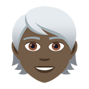 🧑🏿‍🦳 Emoji Erwachsener: dunkle Hautfarbe, weißes Haar JoyPixels 5.5.