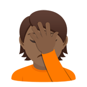 🤦🏾 Emoji sich an den Kopf fassende Person: mitteldunkle Hautfarbe JoyPixels 5.5.