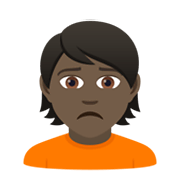 🙍🏿 Emoji Franzindo A Sobrancelha: Pele Escura na JoyPixels 5.5.