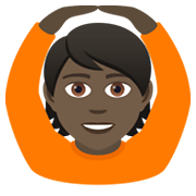 🙆🏿 Emoji Person mit Händen auf dem Kopf: dunkle Hautfarbe JoyPixels 5.5.