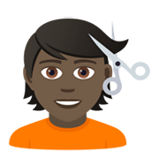 💇🏿 Emoji Person beim Haareschneiden: dunkle Hautfarbe JoyPixels 5.5.