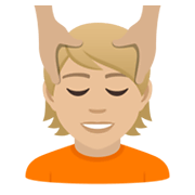 💆🏼 Emoji Person, die eine Kopfmassage bekommt: mittelhelle Hautfarbe JoyPixels 5.5.
