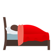 🛌🏾 Emoji im Bett liegende Person: mitteldunkle Hautfarbe JoyPixels 5.5.