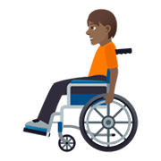 🧑🏾‍🦽 Emoji Person in manuellem Rollstuhl: mitteldunkle Hautfarbe JoyPixels 5.5.