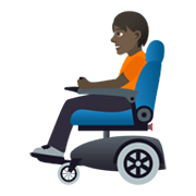 🧑🏿‍🦼 Emoji Person in motorisiertem Rollstuhl: dunkle Hautfarbe JoyPixels 5.5.