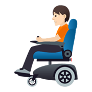 🧑🏻‍🦼 Emoji Person in motorisiertem Rollstuhl: helle Hautfarbe JoyPixels 5.5.