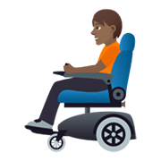 🧑🏾‍🦼 Emoji Person in motorisiertem Rollstuhl: mitteldunkle Hautfarbe JoyPixels 5.5.