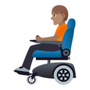 🧑🏽‍🦼 Emoji Person in motorisiertem Rollstuhl: mittlere Hautfarbe JoyPixels 5.5.