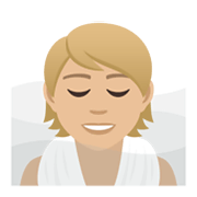 🧖🏼 Emoji Persona En Una Sauna: Tono De Piel Claro Medio en JoyPixels 5.5.