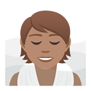🧖🏽 Emoji Person in Dampfsauna: mittlere Hautfarbe JoyPixels 5.5.