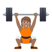🏋🏽 Emoji Pessoa Levantando Peso: Pele Morena na JoyPixels 5.5.