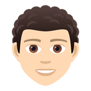 🧑🏻‍🦱 Emoji Erwachsener: helle Hautfarbe, lockiges Haar JoyPixels 5.5.