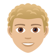 🧑🏼‍🦱 Emoji Erwachsener: mittelhelle Hautfarbe, lockiges Haar JoyPixels 5.5.