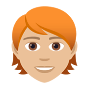 🧑🏼‍🦰 Emoji Erwachsener: mittelhelle Hautfarbe, rotes Haar JoyPixels 5.5.