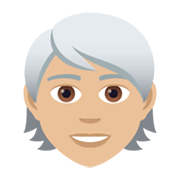 Émoji 🧑🏼‍🦳 Adulte : Peau Moyennement Claire Et Cheveux Blancs sur JoyPixels 5.5.