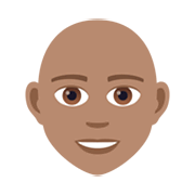 🧑🏽‍🦲 Emoji Erwachsener: mittlere Hautfarbe, Glatze JoyPixels 5.5.