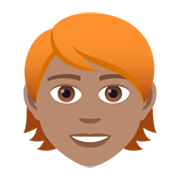 🧑🏽‍🦰 Emoji Erwachsener: mittlere Hautfarbe, rotes Haar JoyPixels 5.5.