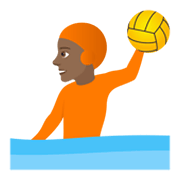 🤽🏾 Emoji Pessoa Jogando Polo Aquático: Pele Morena Escura na JoyPixels 5.5.