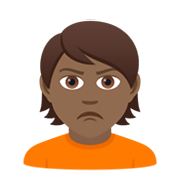 🙎🏾 Emoji schmollende Person: mitteldunkle Hautfarbe JoyPixels 5.5.