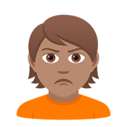 Émoji 🙎🏽 Personne Qui Boude : Peau Légèrement Mate sur JoyPixels 5.5.