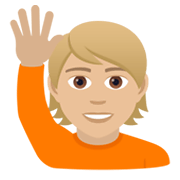 🙋🏼 Emoji Person mit erhobenem Arm: mittelhelle Hautfarbe JoyPixels 5.5.