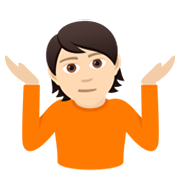 Emoji 🤷🏻 Persona Che Scrolla Le Spalle: Carnagione Chiara su JoyPixels 5.5.