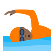 🏊🏾 Emoji Pessoa Nadando: Pele Morena Escura na JoyPixels 5.5.